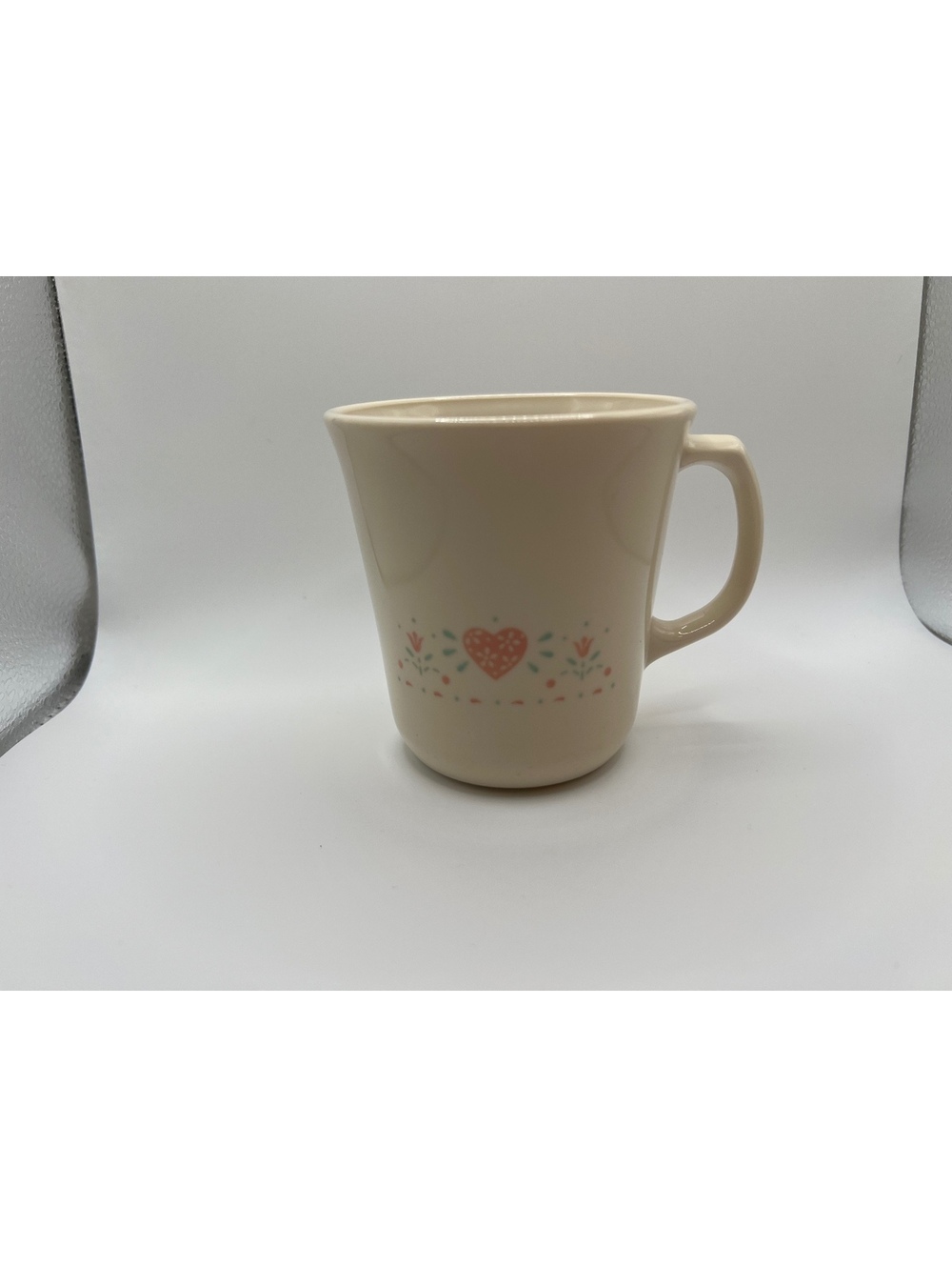 Vintage Corning USA Heart Coffee Mug Pink Country Hearts Stoneware Cup